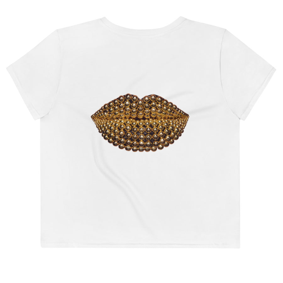 Beads White Crop Tee