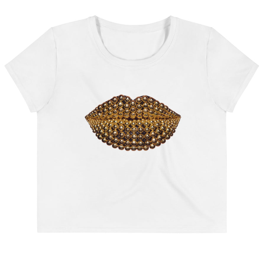 Beads White Crop Tee