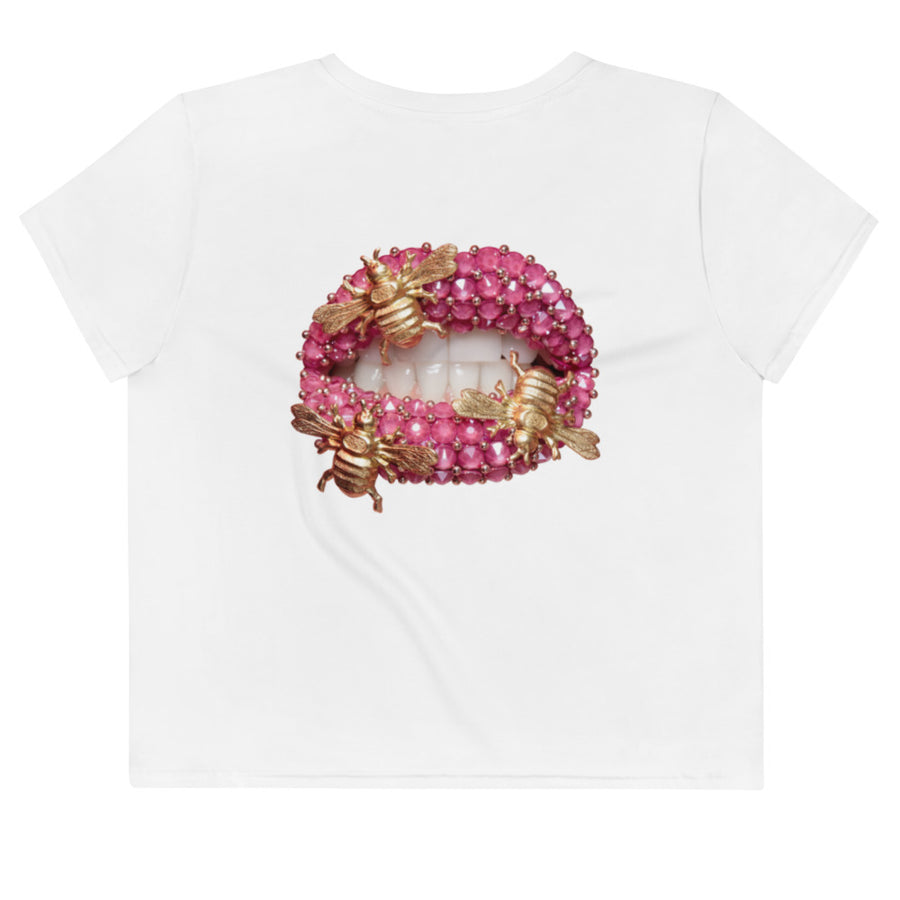 Bumble Bees White Crop Tee