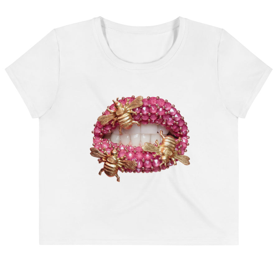 Bumble Bees White Crop Tee