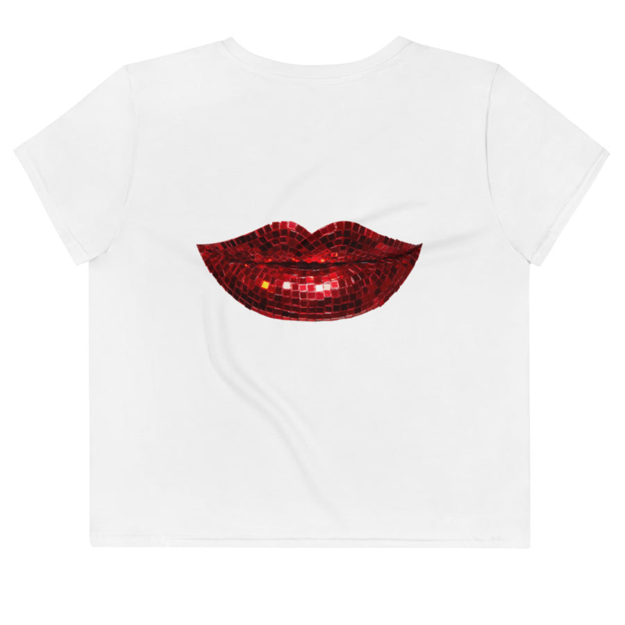 Disco Red White Crop Tee