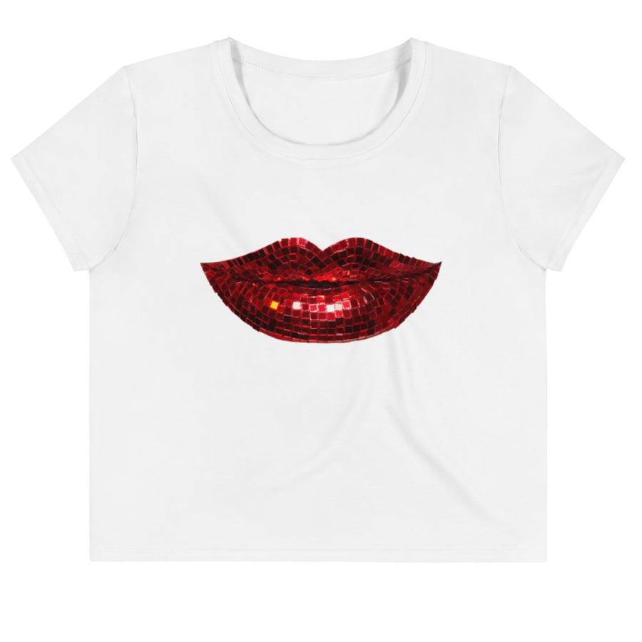 Disco Red White Crop Tee