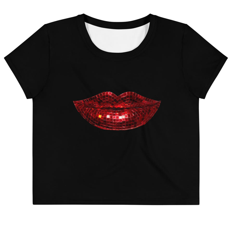 Disco Red Black Crop Tee