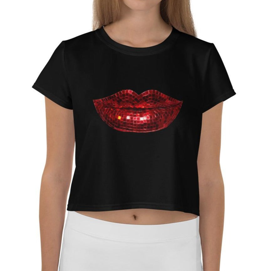 Disco Red Black Crop Tee