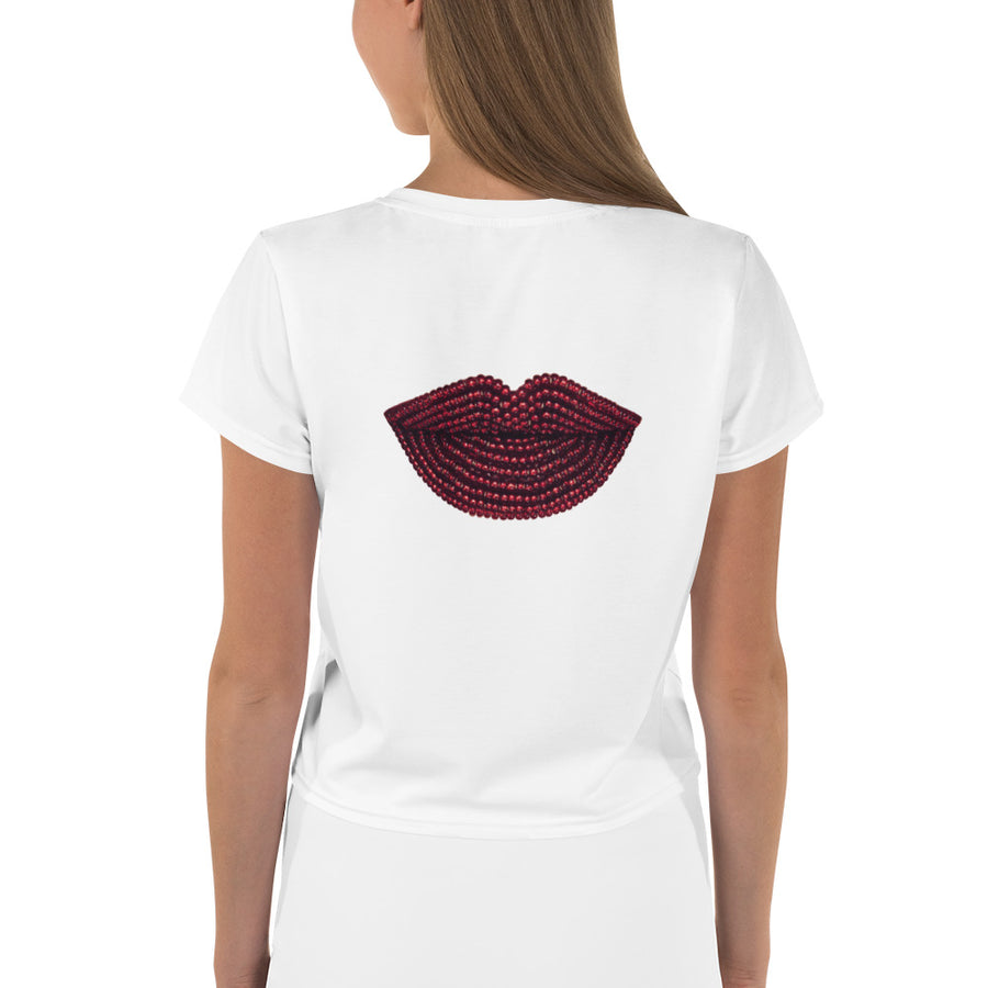 Pomegranate White Crop Tee