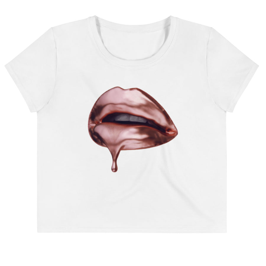 Rose Gold White Crop Tee