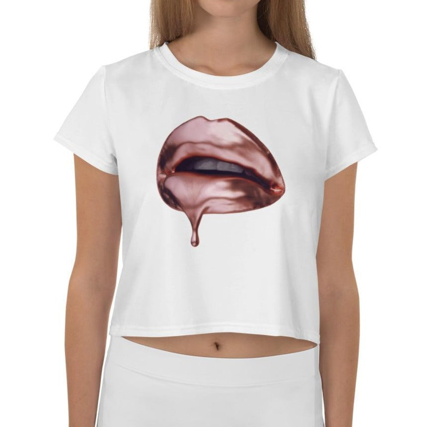 Rose Gold White Crop Tee