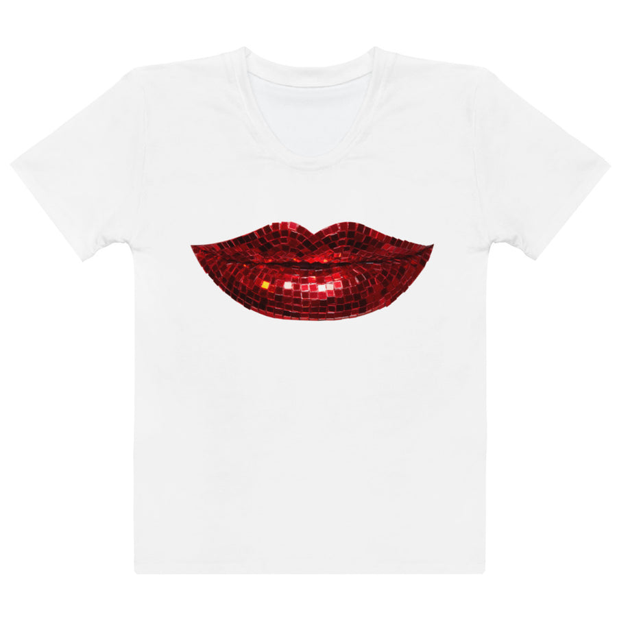 Disco Red Women's Crew Neck T-Shirt White