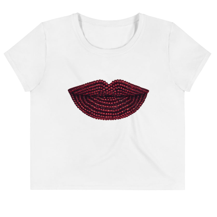 Pomegranate White Crop Tee