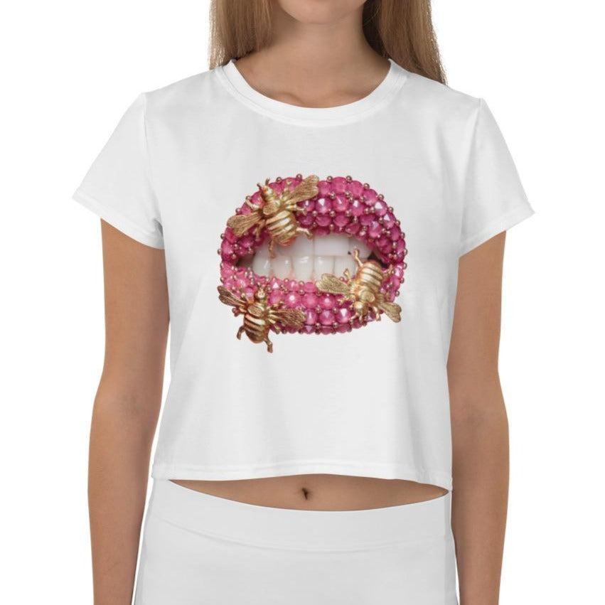 Bumble Bees White Crop Tee