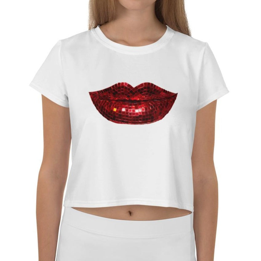 Disco Red White Crop Tee
