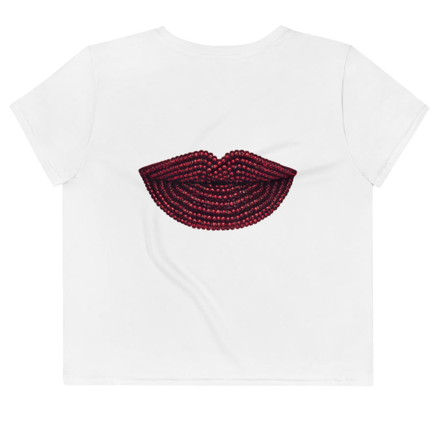 Pomegranate White Crop Tee